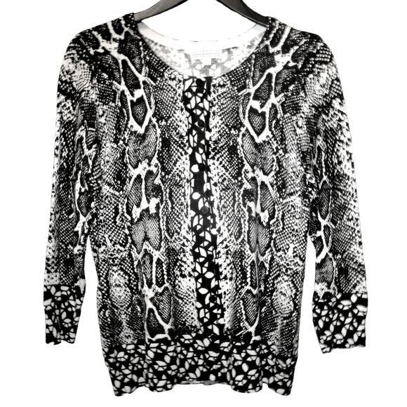 Joseph A. Sweater Cardigan Women's S Silk? Animal Print Button Front Y2K 90s - Picture 1 of 5